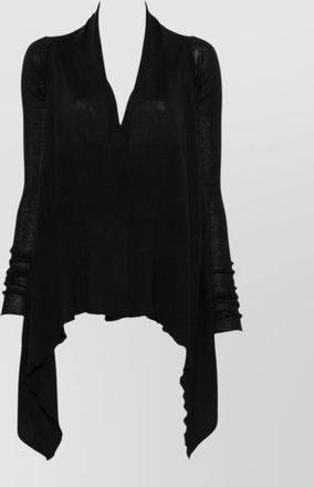 Rick Owens wool ribbed draped wrap cardigan