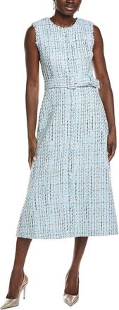 Anne Klein Fringed Tweed Midi Dress
