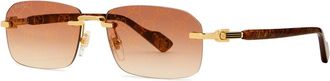 Gucci Rectangle Frameless Sunglasses, Sunglasses, Acetate Arms - Gold