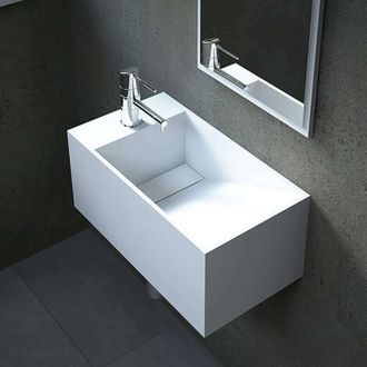 Ambra Lavabo Suspendido En Solid Surface 50 Cm - Rh&eacute;a G