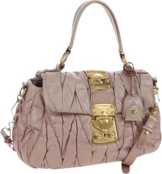 Miu Miu Pre-owned Hand Bag - Dames - Vintage Handtas - Roze - ONE Size - Leer - Vintage
