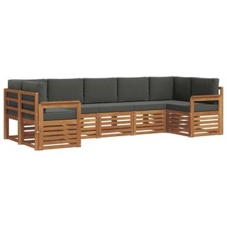 vidaXL Conjunto De Sof&aacute; Seccional Con Coj&iacute;n 7 Pcs Natural Y Antracita Vidaxl