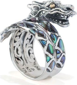 Samuel B. Sterling Silver & 18K Gold Abalone Dragon Wrap Ring in Blue/Green at Nordstrom Rack, Size 7