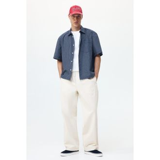 H&M Loose Fit Cotton Canvas Trousers in Cream at Nordstrom, Size Xx-Large
