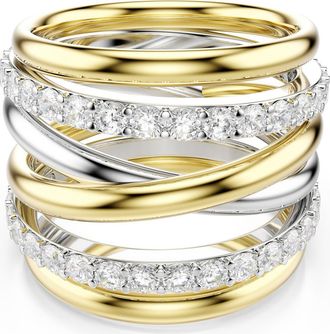 Swarovski Hyperbola Set of 3 Stackable Rings in Gold/Silver at Nordstrom, Size 7