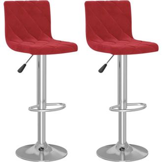 vidaXL Taburetes De Cocina 2 Unidades Terciopelo Rojo Tinto Vidaxl