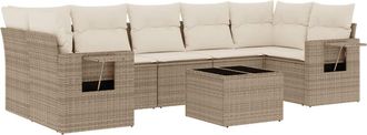 vidaXL Juego De Sof&aacute;s De Jard&iacute;n Con Cojines Beige 8 Pzas Rat&aacute;n Pe Vidaxl
