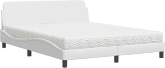 vidaXL Vidaxl - Cama Con Colch&oacute;n Cuero Sint&eacute;tico Blanco 160x200 Cm