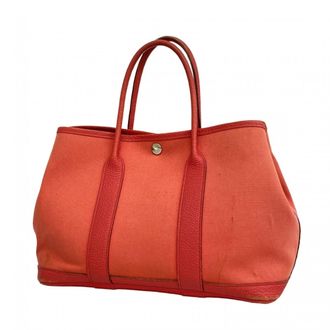 Herm&egrave;s Pink Toile Officier Tote Bag (Pre-Owned)