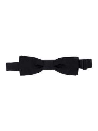 Dolce & Gabbana Black Bowtie With Logo Patch On The Rear And Rear Hook Closure In Silk Man