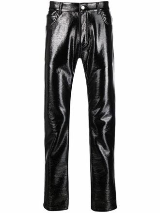 Courr&egrave;ges Vinyl trousers - men - Cotton/Cotton/Polyurethane/Spandex/Elastane - 31 - Black