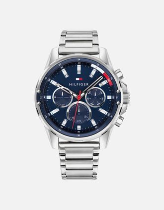 Tommy Hilfiger Mens Tommy Hilfiger 1791788 Blue Dial Chronograph Mens Watch - Silver