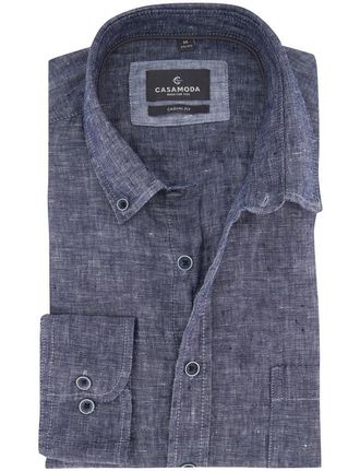 Casamoda Linnen Overhemd Casa Moda blauw Casual Fit