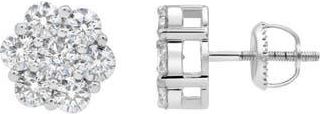LuvMyJewelry Lab Grown Diamond Floral Cluster Stud Earrings in 14K White Gold at Nordstrom Rack