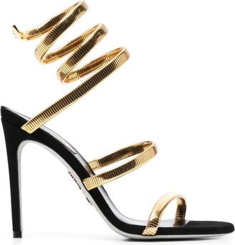 Rene Caovilla Black Juniper 110 Coiled-Strap Sandals - Womens - Calf Suede/Metallic Fibre/Calf Leather/Calf Leather
