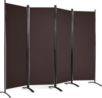 Costway Costway - Biombo Divisor De 4 Paneles, Divisor De Habitaciones De Hierro Plegable, Biombos Decorativos De Fibra Port&aacute;til, Separador Ambientes Independ