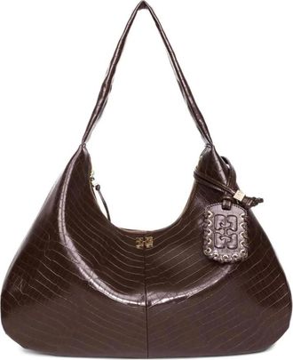 Ganni Borsa Hobo Bou Croco XXL - - Bags - Donna - Marrone - ONE SIZE