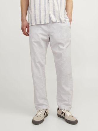 Jack & Jones Stoffhose JACK & JONES JPSTKANE SUMMER JOGGER SN, Herren, Gr. XXL, N-Gr, crockery detail:melange, Web, Obermaterial: 74% Baumwolle, 26% Leinen, melier