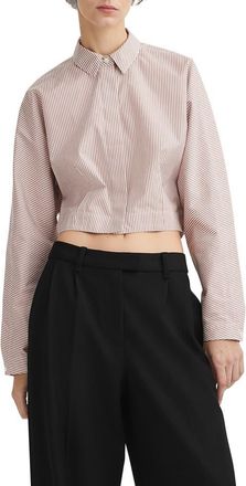 Rag & Bone Morgan Stripe Crop Cotton Shirt in Brown Stripe at Nordstrom Rack, Size Xx-Small