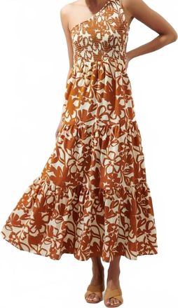 Sugarlips Marida Caramel Floral Maxi Dress In Cream Brown