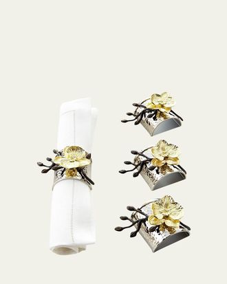 Michael Aram Four Gold Orchid Napkin Rings