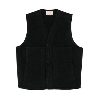 Filson Gilet in Lana Mackinaw - - Jackets - Uomo - Nero - M