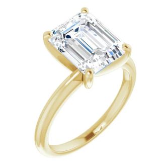 Pompeii3 4Ct Emerald Solitaire Moissanite Engagement Ring in White Yellow or Rose Gold