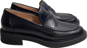 Gianvito Rossi Harris Penny Loafers in Black Leather