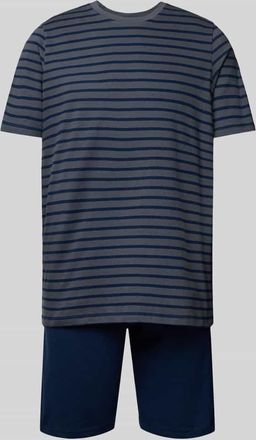 Schiesser Pyjama mit geripptem Rundhalsausschnitt in Anthrazit, Größe 48