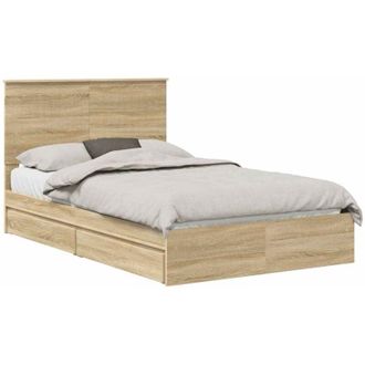 vidaXL Storage Bed with Drawer Sonoma Oak 120 x 200 cm Engineered Wood vidaXL