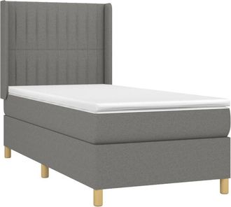 vidaXL Vidaxl - Cama Box Spring Colch&oacute;n Y Luces Led Tela Gris Oscuro 80x200 Cm