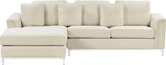 Beliani Beliani - Sof&aacute; Esquinero Tapizado En Tela Beige En Forma De L Versi&oacute;n Derecha Oslo