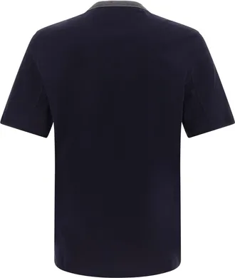 Brunello Cucinelli Logo-Graphic Cotton T-Shirt - Navy