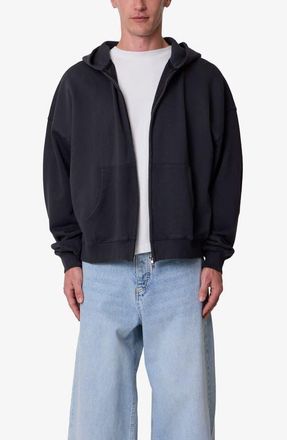 mnml Heavyweight Basic Zip-Up Cotton Hoodie in Washed Black at Nordstrom, Size Xx-Large