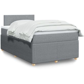 vidaXL Cama Box Spring Con Colch&oacute;n Tela Gris Claro 120x200 Cm Vidaxl