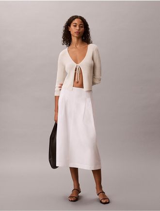 Calvin Klein Womens Cotton Poplin Midi Skirt - White - 10