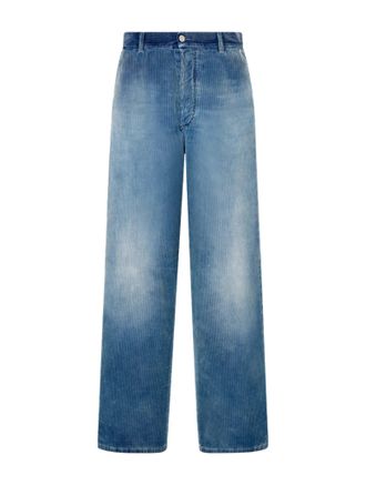 Dior DEEP BLUE COTTON CORDUROY TROUSERS - Christian Dior - Man