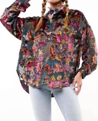 Aratta Holiday Jewels Blouse In Charcoal