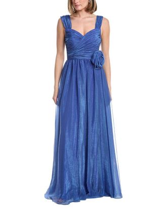 Rene Ruiz Off-The-Shoulder Draped Tulle Gown