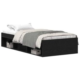 Berkfield Home Bed Frame without Mattress Black Oak 75x190 cm Engineered Wood