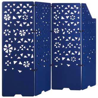Beliani Beliani - Separador Ac&uacute;stico Biombo Plegable De 4 Paneles Azul Marino Starry