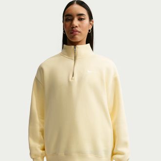 Nike Womens Nike Sportswear Phoenix Fleece Oversized 1/4-Zip Long Sweatshirt in Brown | HJ0931-744