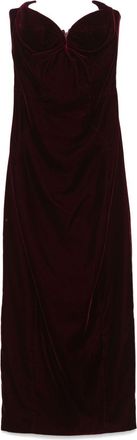 MUGLER Fluwelen strapless maxi-jurk - Rood