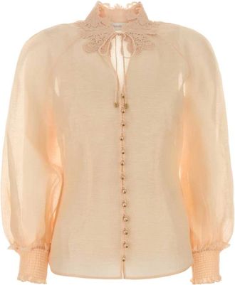 Zimmermann Rebellion Blouse met Kraag - Dames - Blouses - Roze - S - Polyester - Overhemden