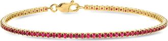 Ross-Simons Lab-Grown Ruby Tennis Bracelet in 18kt Gold Over Sterling