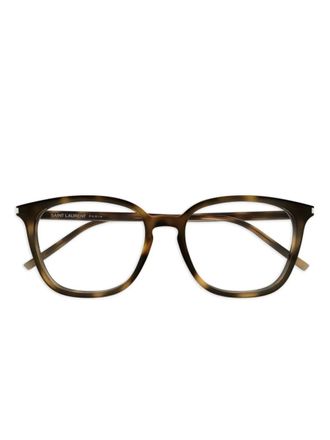 Saint Laurent Eyewear tortoiseshell-effect glasses - women - Acrylic - 57 - Brown