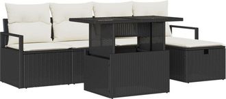 vidaXL Vidaxl - Garden Sofa Set with Cushion 6 pcs Brown, Cream 55 x 55 x 37 cm