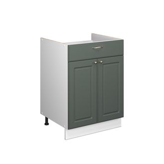 Vicco Mueble Bajo Para Fregadero/placa Fame-line, Verde Dorado Casa De Campo/blanco, 60 Cm Con Caj&oacute;n, Sin Encimera, Vicco