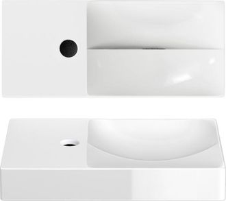 Clou Vale keramiek fontein 45x19x7cm kraangat links wit glans