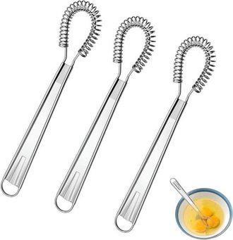 OEM Juego De Batidores En Espiral - Mini Batidores De Acero Inoxidable - Utensilios De Cocina - Dise&ntilde;o De Batido En Espiral - 21 Cm - Color Plata